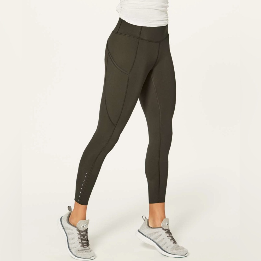 Lululemon Fast & Free 7/8 Tight II *Nulux 25" in Dark Olive Size 8